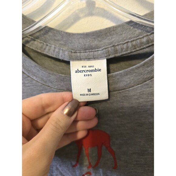 Vintage Y2K Abercrombie & Fitch T Shirt Grey Red Logo Baby Tee Casual Kids Women - Picture 3 of 5